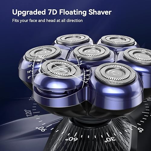 Miniatura 3 de Bazivve Afeitadoras de cabeza 7D para hombres calvos, afeitadora eléctrica magnética, afeitadora de pelo facial para hombres, pantalla LED