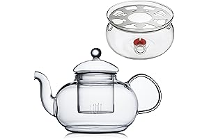 CnGlass 33.8oz Glass Teapot with Warmer