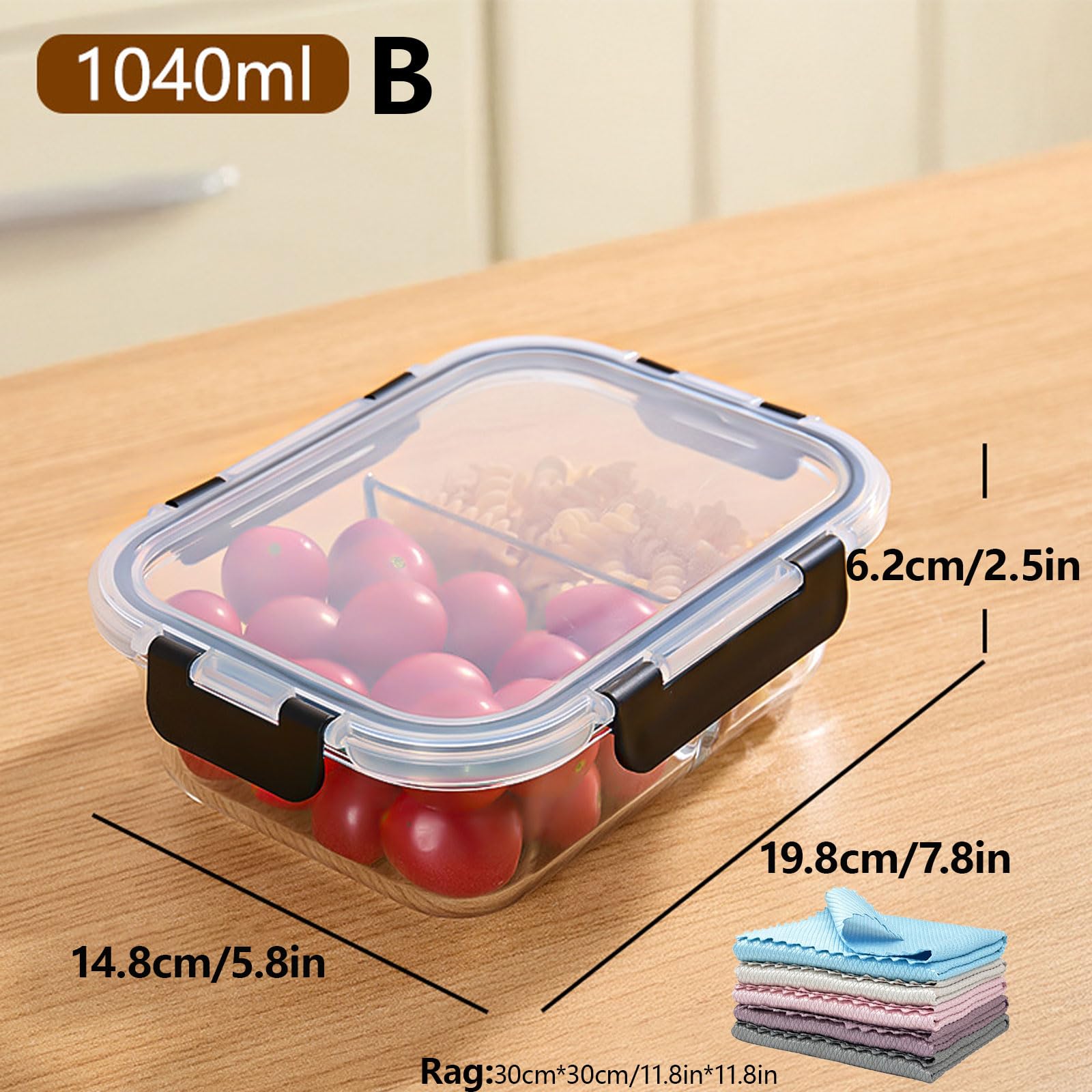 Generico Contenitori Ermetici per Alimenti in Vetro con Coperchi Silicone – Set 5 Pezzi, Ideali per Frigo Freezer Microonde Forno e Meal Prep,Nero,10 PCS B