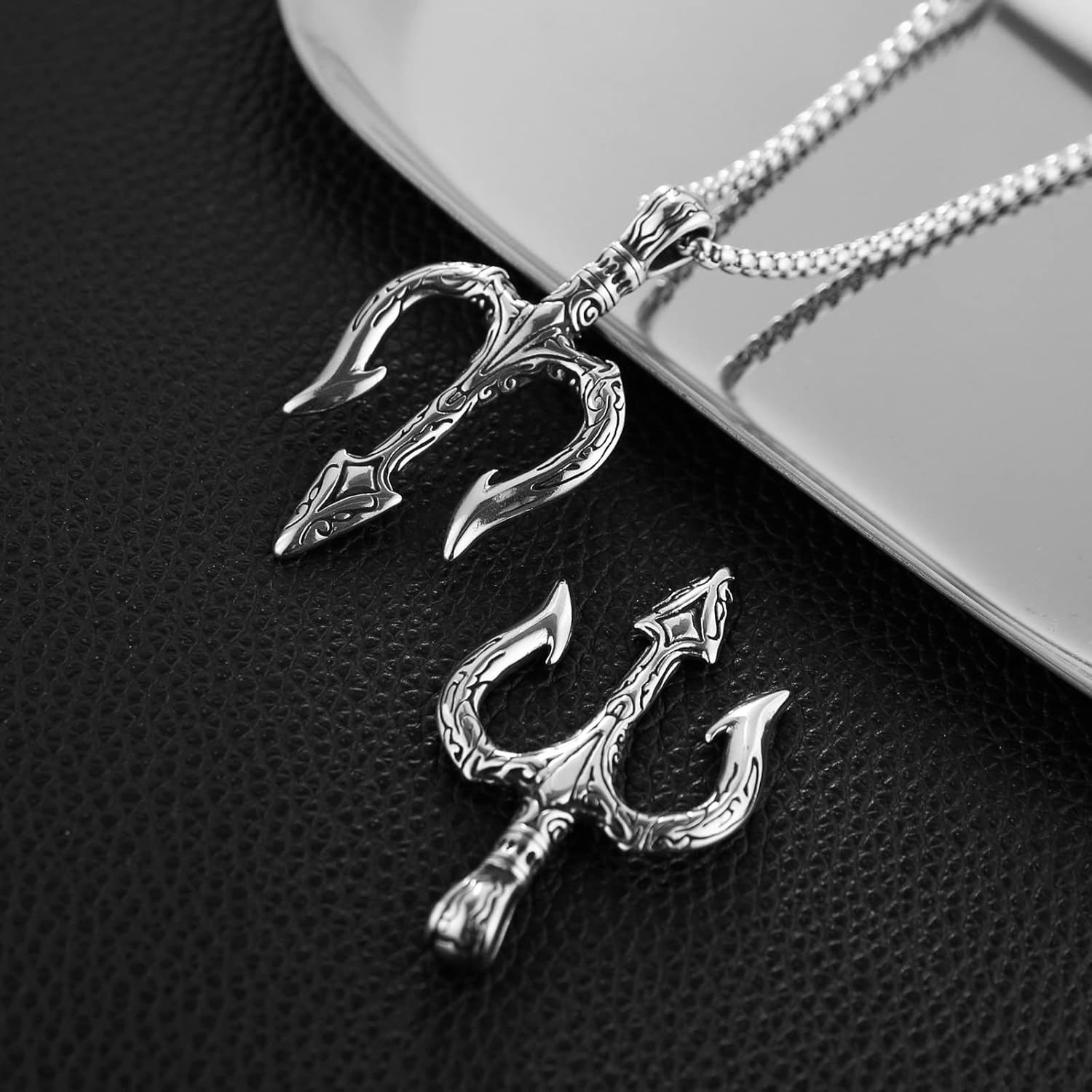 HZMAN Men Vintage Poseidon Trident Necklace, Ancient Greek Mythology Amulet Pendant - Image 5