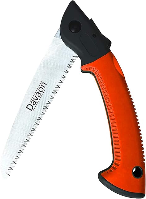 Davaon Pro Folding Pruning Saw - Premium Folding Hand Saw for Bushcraft, Wood, Camping, Tree Pruning, Trimming, Soft Grip Foldable Handle, Red/Black, Folding Saw for Trees and Tree Trimming