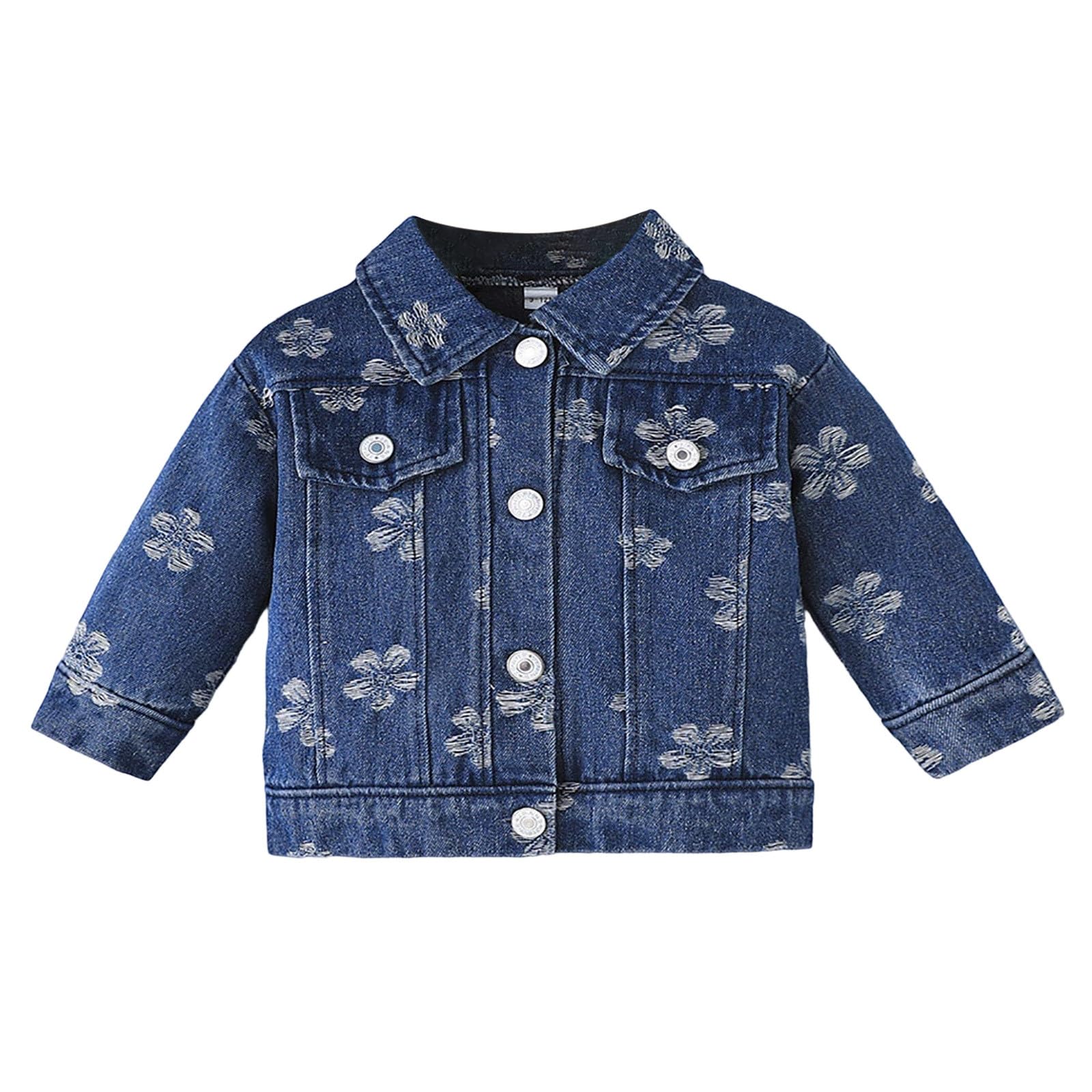 Generico Giacca Jean per Ragazze, Giacca Trucker di Base in Denim Invecchiato Abbottonatura Camicie di Jeans#5i12