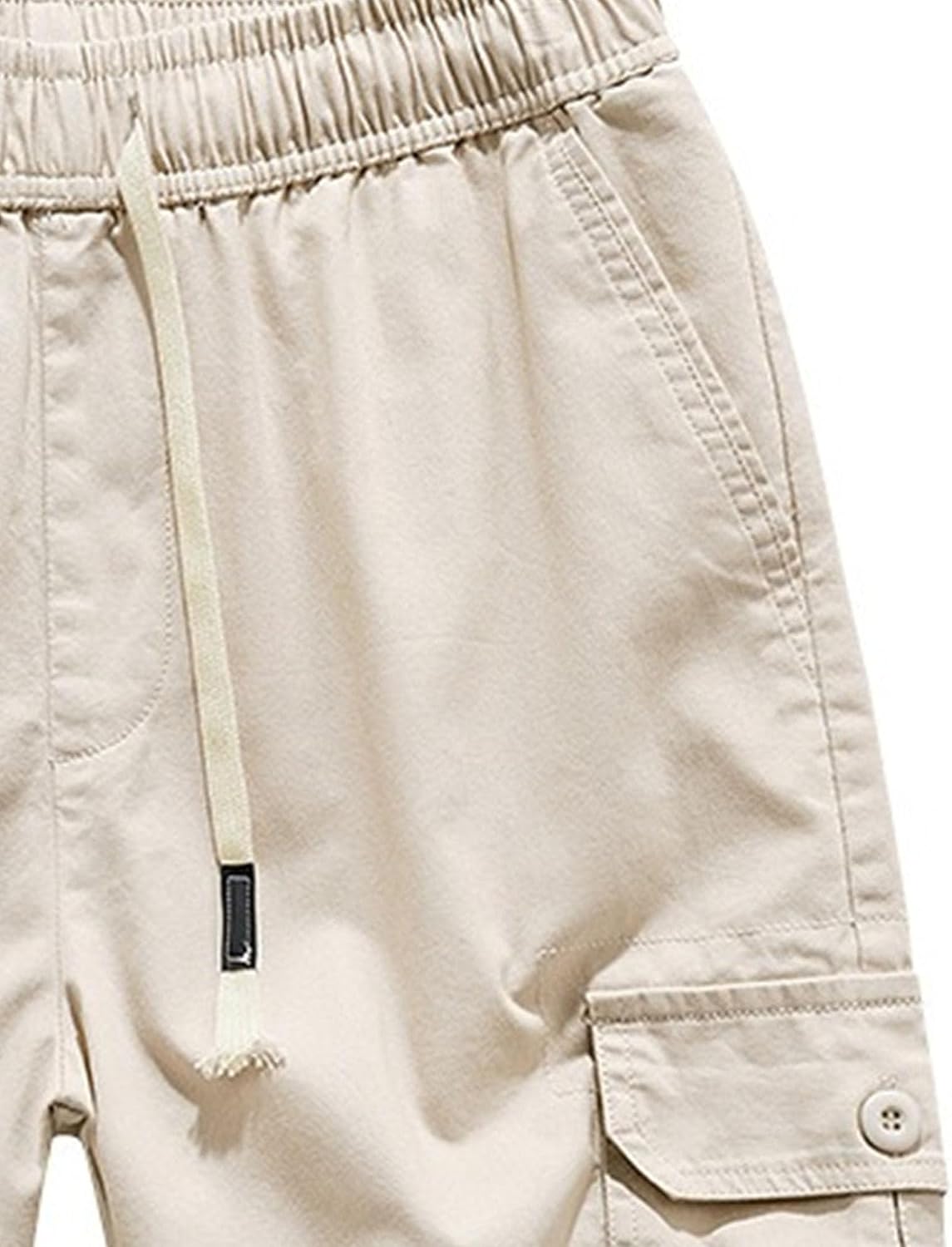 Men's Cargo Shorts Elastic Waistband Drawstring Big and Tall Cotton Summer Hiking Camping Jogging Casual Work Shorts