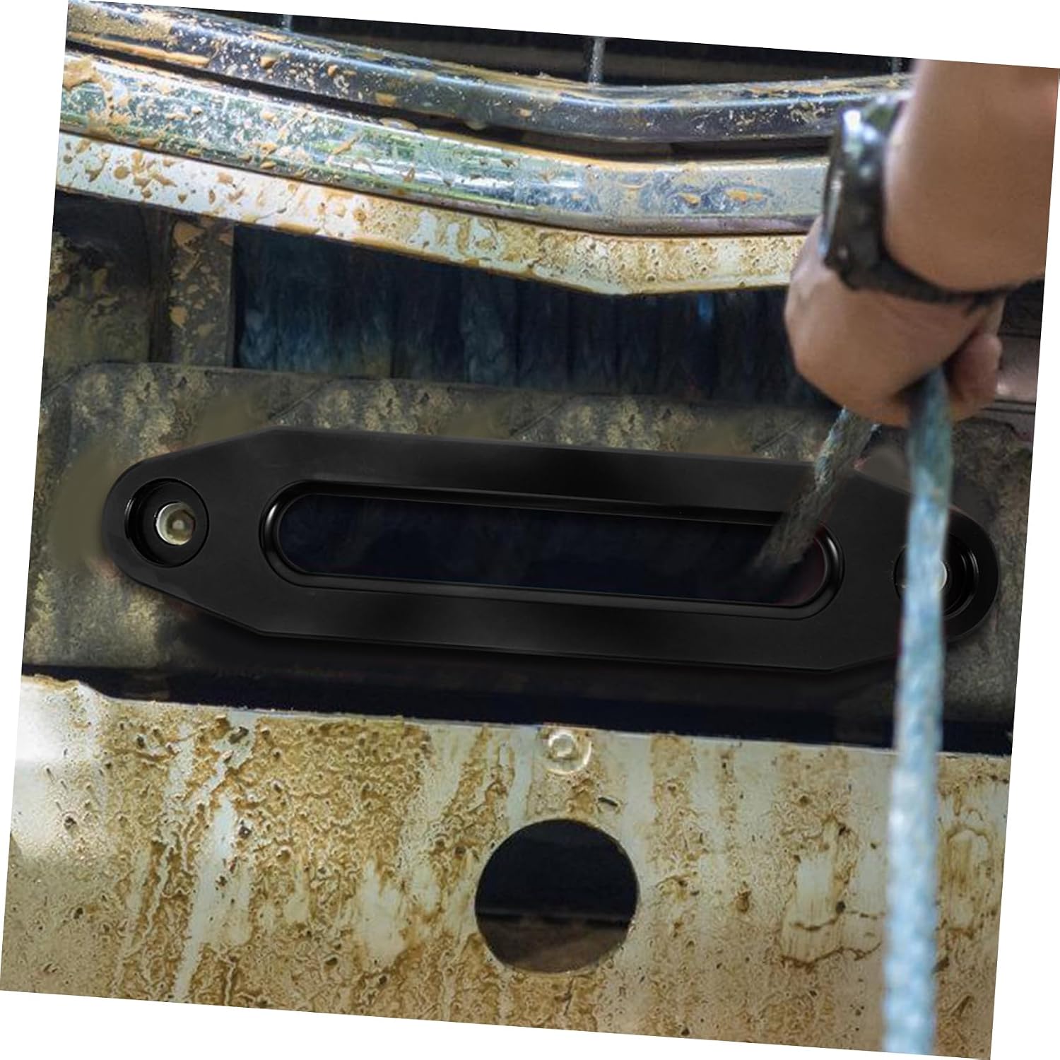 OUNONA Off-Road Vehicle Winch Rope Guide Towing Universal Hawse Winch for Steel Cable Plate Metal Hawse Winch for Black Aluminum Alloy