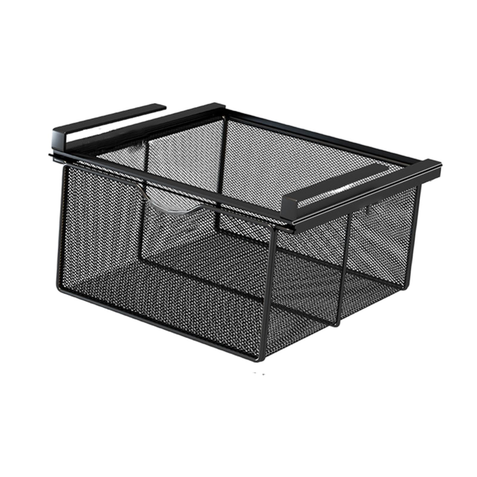 Colcolo Cestello Estraibile per cassetto sospeso, cestello portaoggetti Estraibile sotto ripiano, Organizer portaoggetti sotto Mobile per Camera da Letto, Neroxl