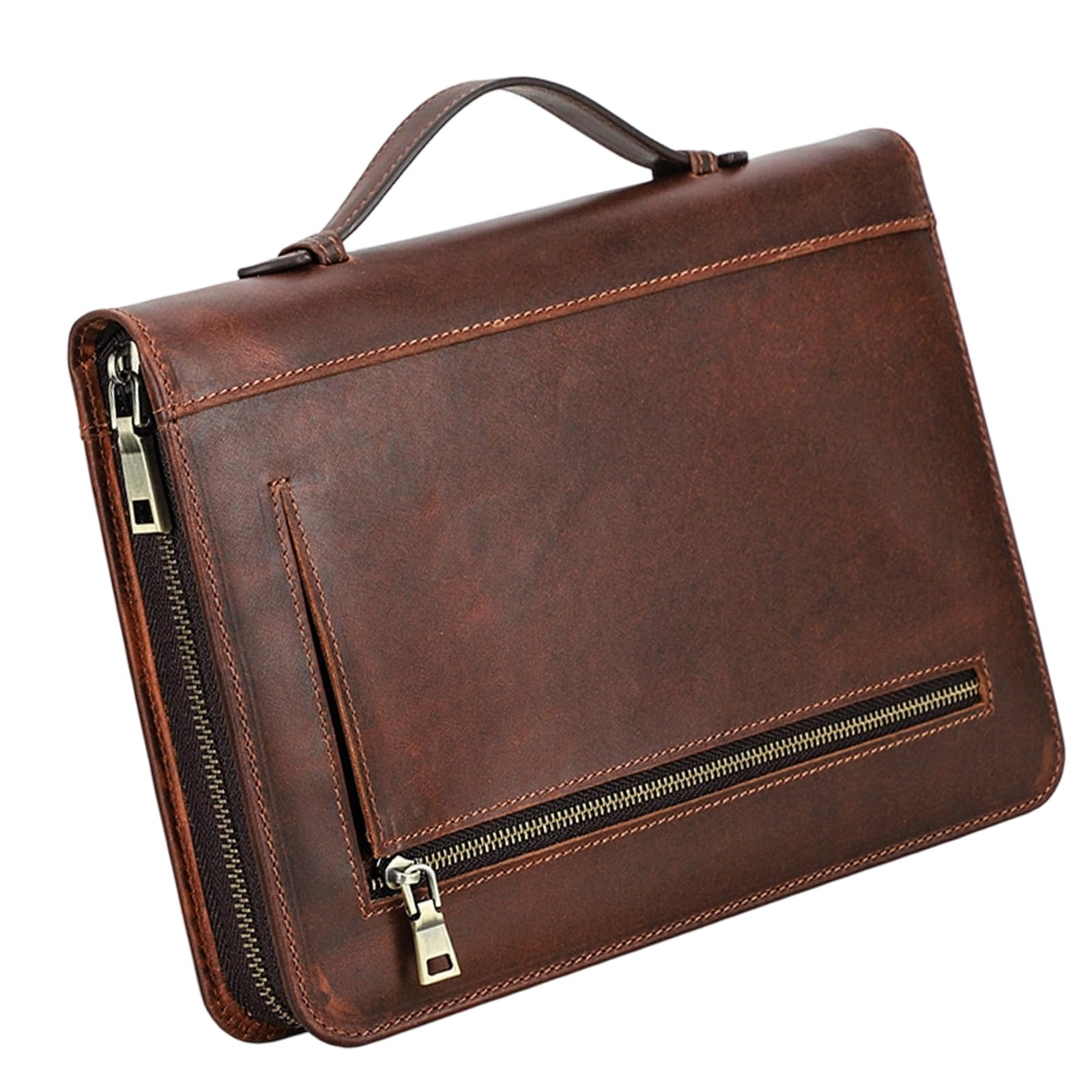 Funda para cuaderno para escribir notas, reuniones de negocios con cierre de cremallera, soporte para bolígrafo, bolsillo frontal, y correa para la muñeca, funda para cuaderno con cremallera de