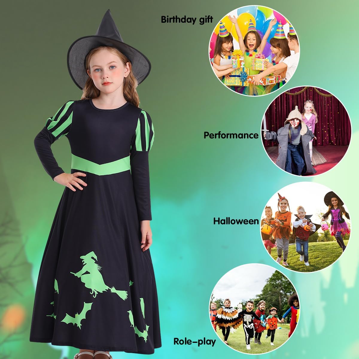 Pink Witch Dress for Girls Black Costume Kids Cosplay Fancy Dresses 3-10 Years - Image 6