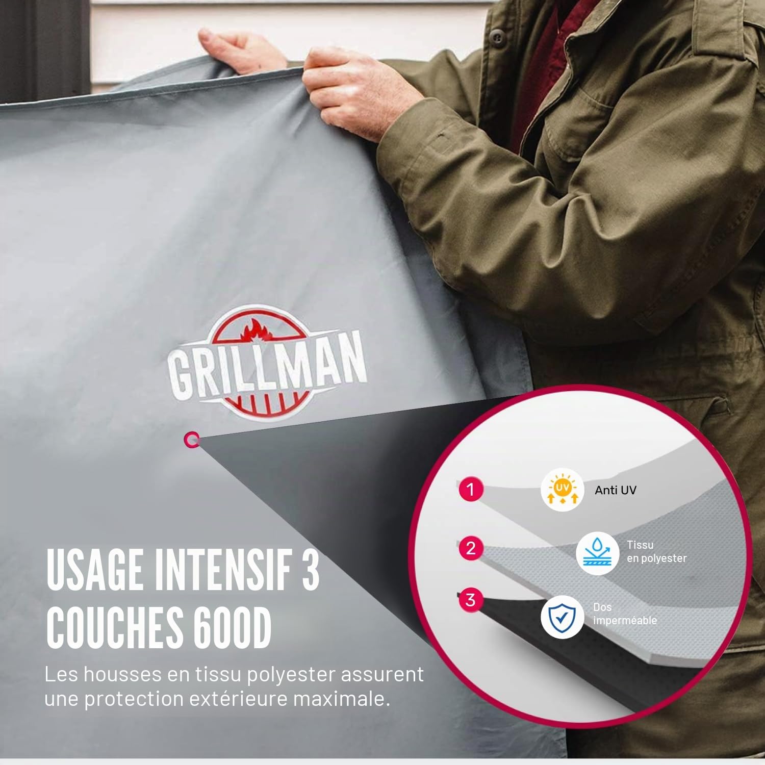 Grillman Housse de Protection pour Barbecue, Housse Imperméable pour Barbecue (147 x 61 x 122 cm)