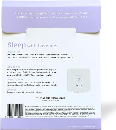 Miniatura 2 de The Patch Remedy Dormir con parche de lavanda Valeriana, pasiflora, lúpulo, glicinato de magnesio, lavanda 30 parches