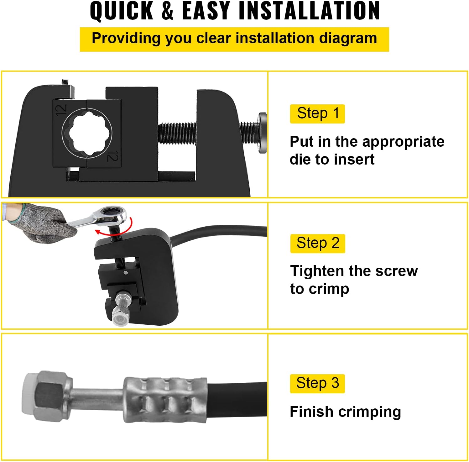 Step-by-step guide for setting up and using the VEVOR 7843B A/C Hose Crimper