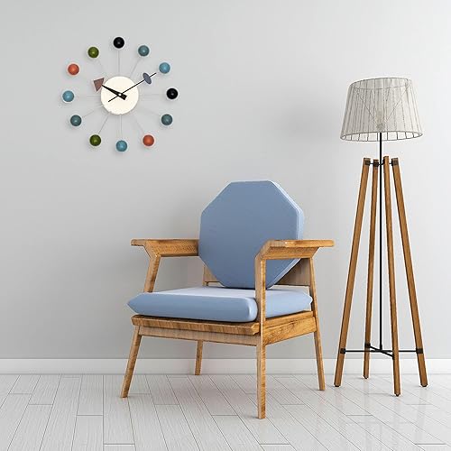Miniatura 4 de Reloj de pared de mediados de siglo, réplica George Nelson Ball Clock para decoración retro moderna (nogal de 13 pulgadas)
