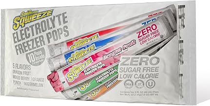 Sqwincher Sqweeze Sugar Free, Low Calorie, Low Sodium Electrolyte Freezer Pops, 5 Flavor Variety Pack - Dragon Fruit, Mixed Berry, Orange, Punch, Watermelon, (50 Total Freezer Pops)
