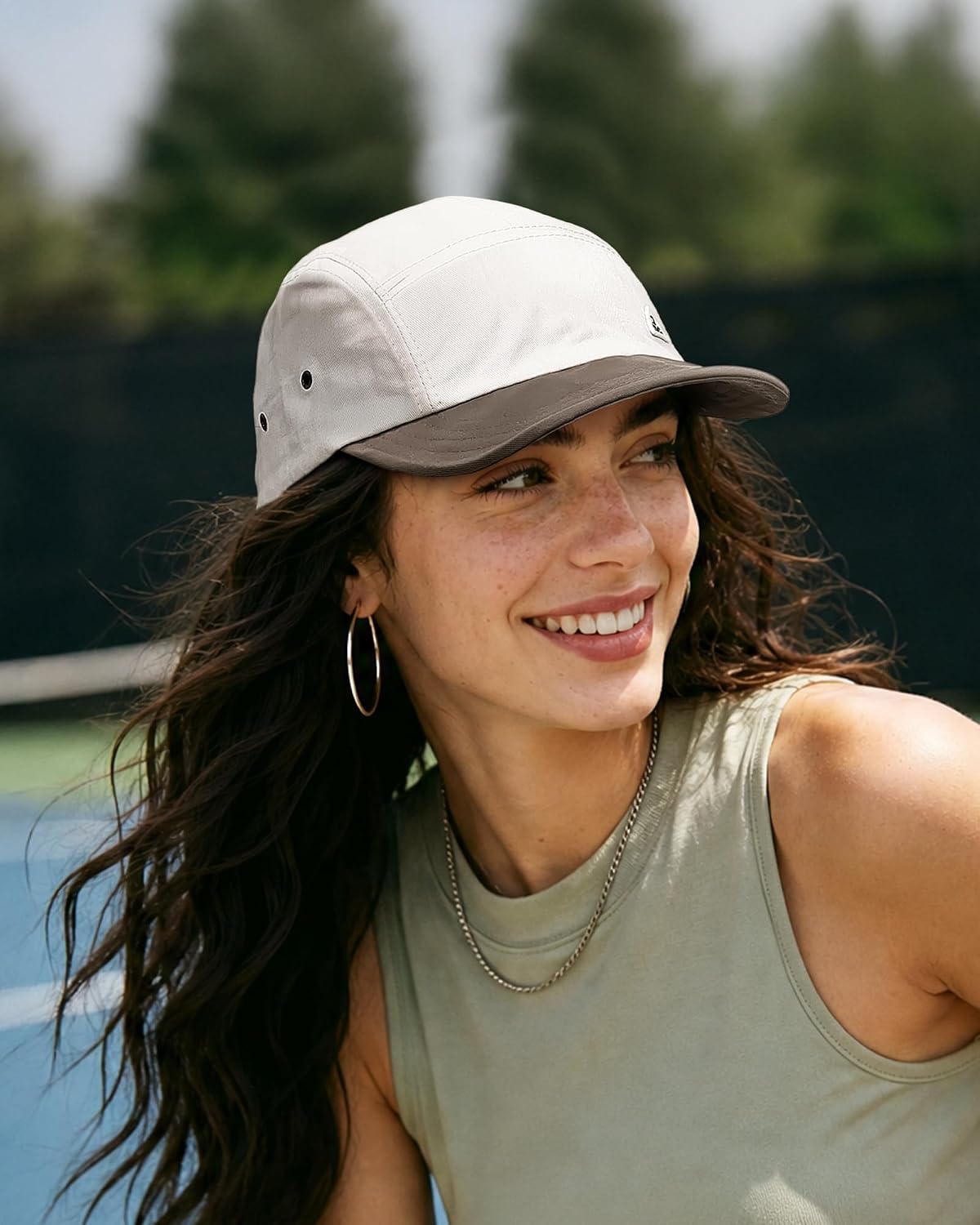 Clakllie Lightweight 5 Panel Short Brim Hat Two-Tone Flat Brim Baseball Cap image 2