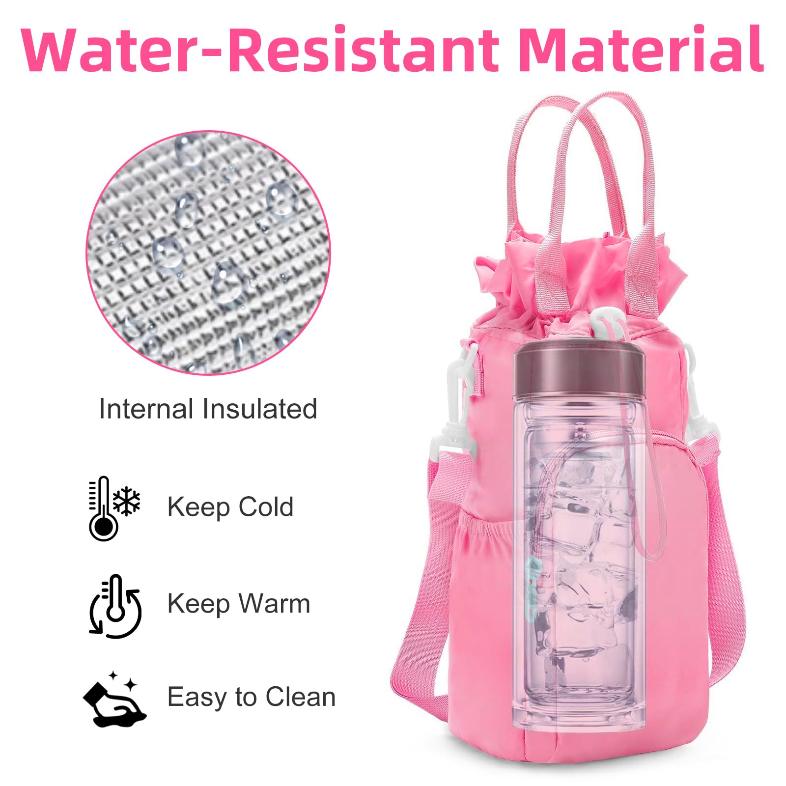 Sac De Transport Pour Bouteille 40 Oz - Compatible Stanley Cup - Bandoulière Réglable - Poche Téléphone - Idéal Rando, Vélo