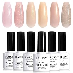 RARJSM Glitter Nude Gel Polish 6pcs Set Pale Pink Milky Jelly Cashmere Pink Beige Apricot Champagne Brown Shimmer