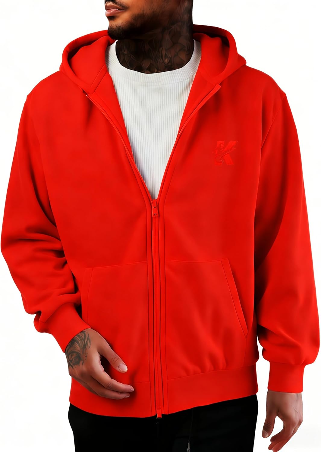 Men's Full zip Hoodie Cotton Long Sleeve Casual Sweatshirt Pullover Sweatshirts Heavyweight Athletic Hoodies