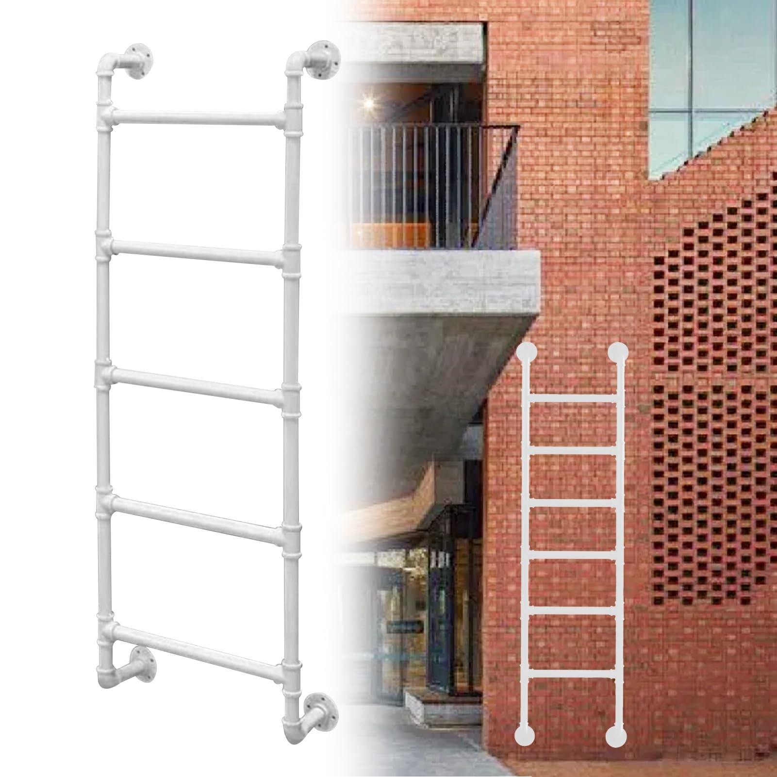 Evita caídas en sótanos con esta escalera de salida metálica ajustable para ventanas.