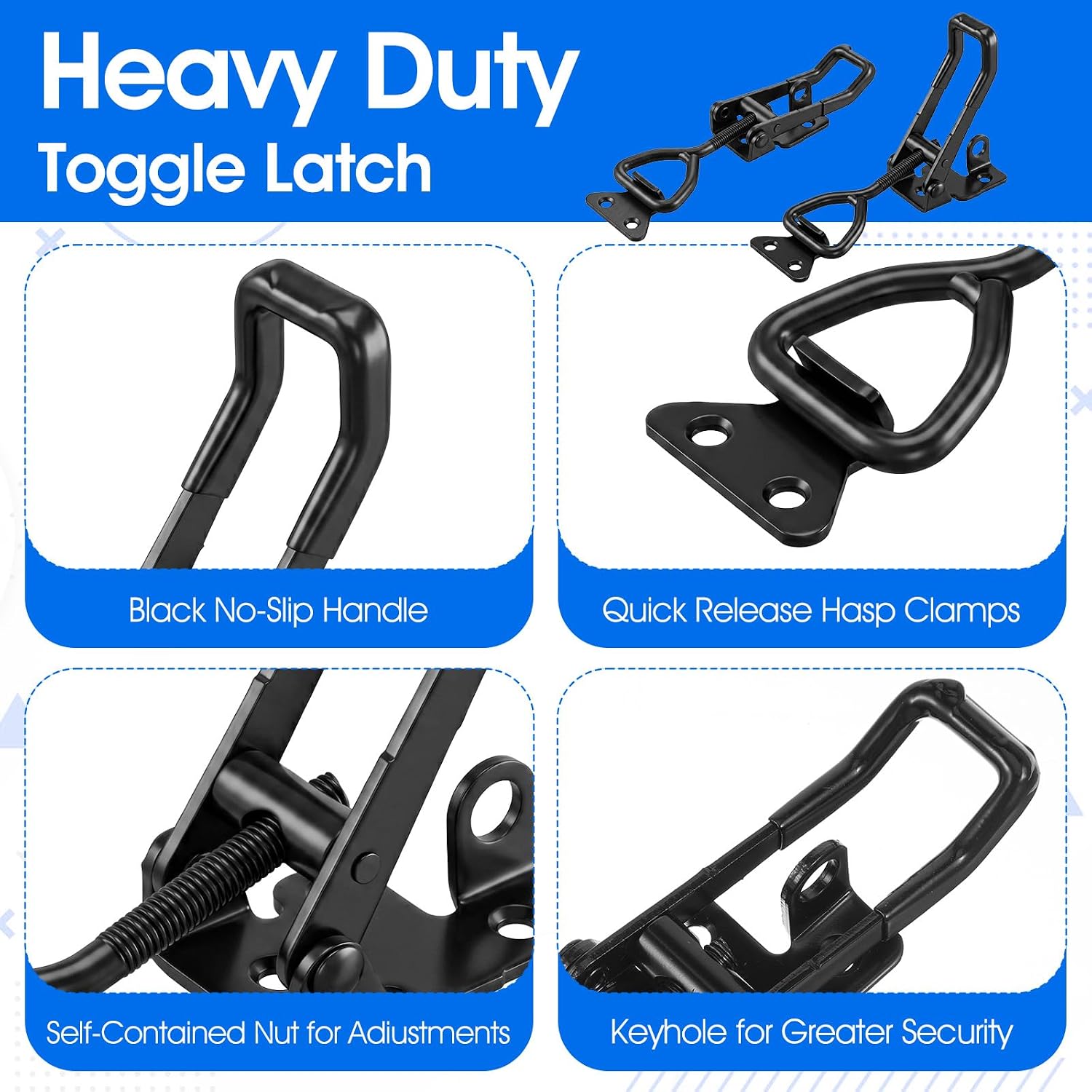 6 Pack Heavy Duty Toggle Latch, 4003 Style 1320 lbs Adjustable with Lock