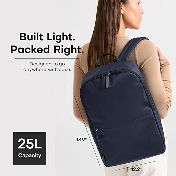 July Carry All Backpack, Water-Resistant, Multi Pocket, 25L, French Navy | Water-Resistant Luggage Backpack for Men & Women, Internal Dividers, Multi Pocket, for Travel & Work