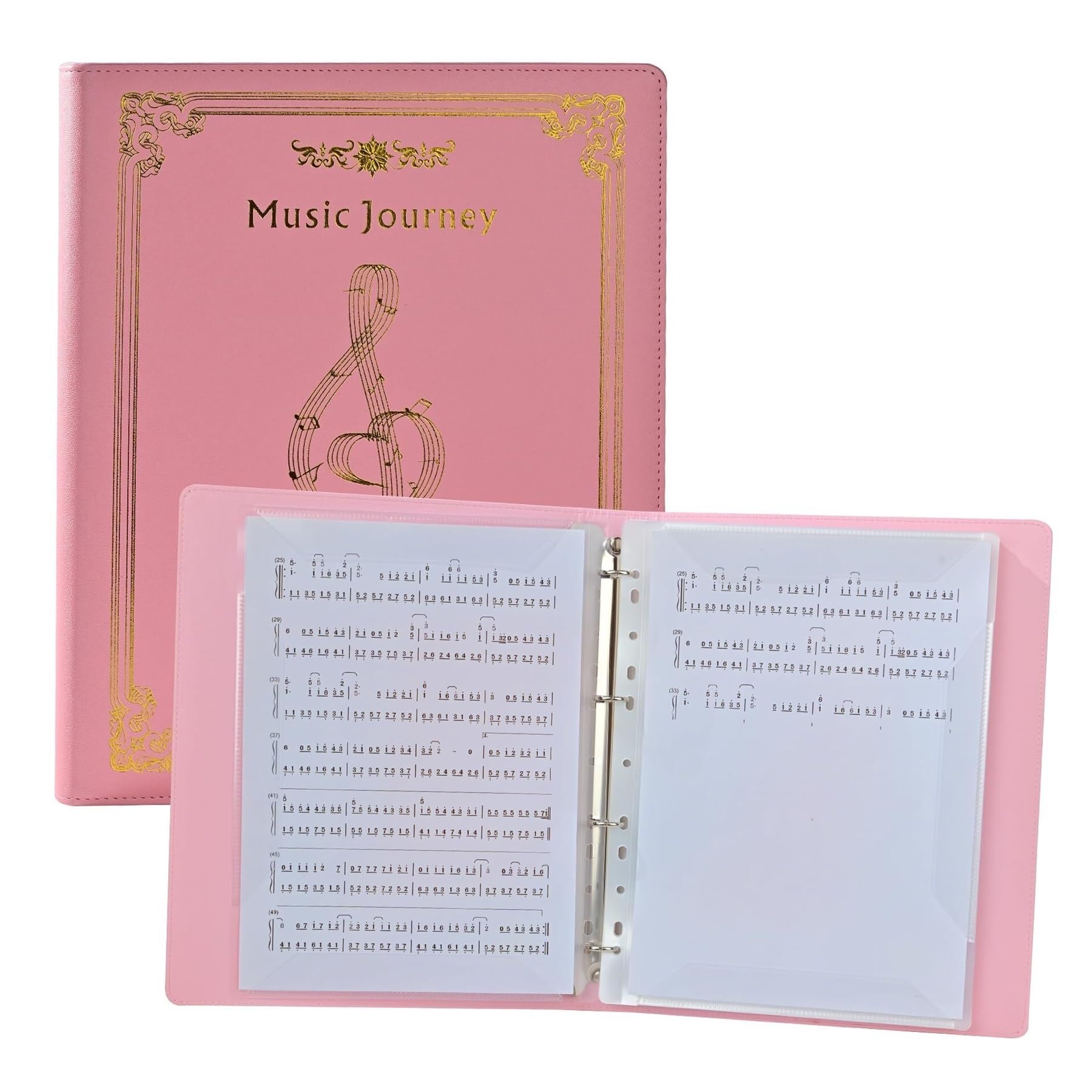 Carpeta de partituras para cantantes y músicos de coro, capacidad de 40 páginas, organizador de música para escribir con diseño desmontable de 4 anillas, soporte negro tamaño carta A4 aplicable a