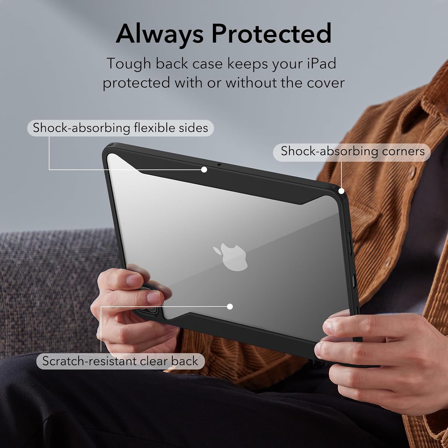 ESR for iPad Pro 12.9 Inch Case (2022/2021), iPad Pro 12.9 Case 6th/5th Generation with Pencil Holder, Detachable Magnetic Cover, Vertical Stand, Auto Wake/Sleep, Rebound 360 Series, Brilliant White