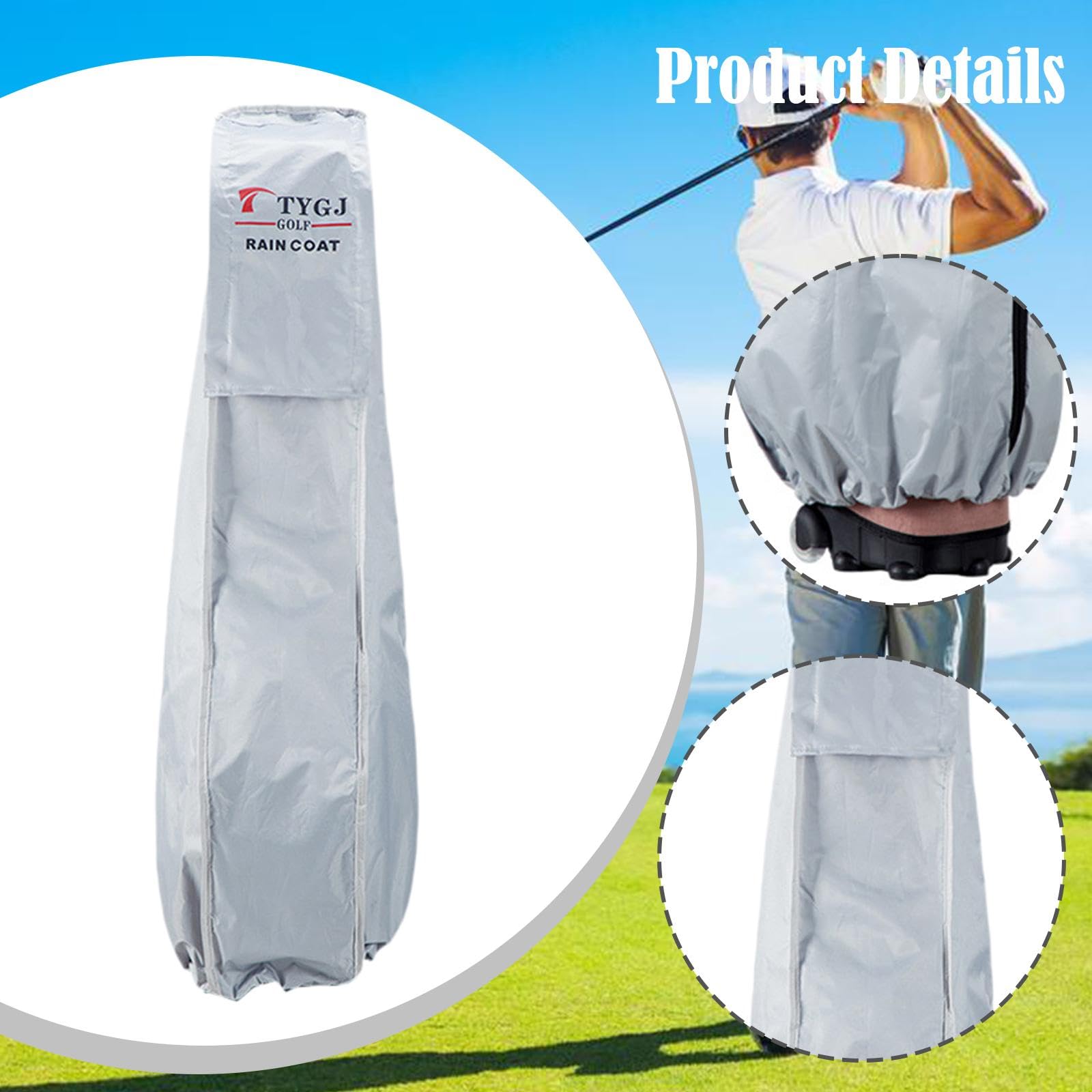 Golf Bag Cover Staubschutzbezug mit Reißverschluss Leichter Wasserdichter Nylon Überzug Elastischer Boden Schutz für für Outdoor Aufbewahrung