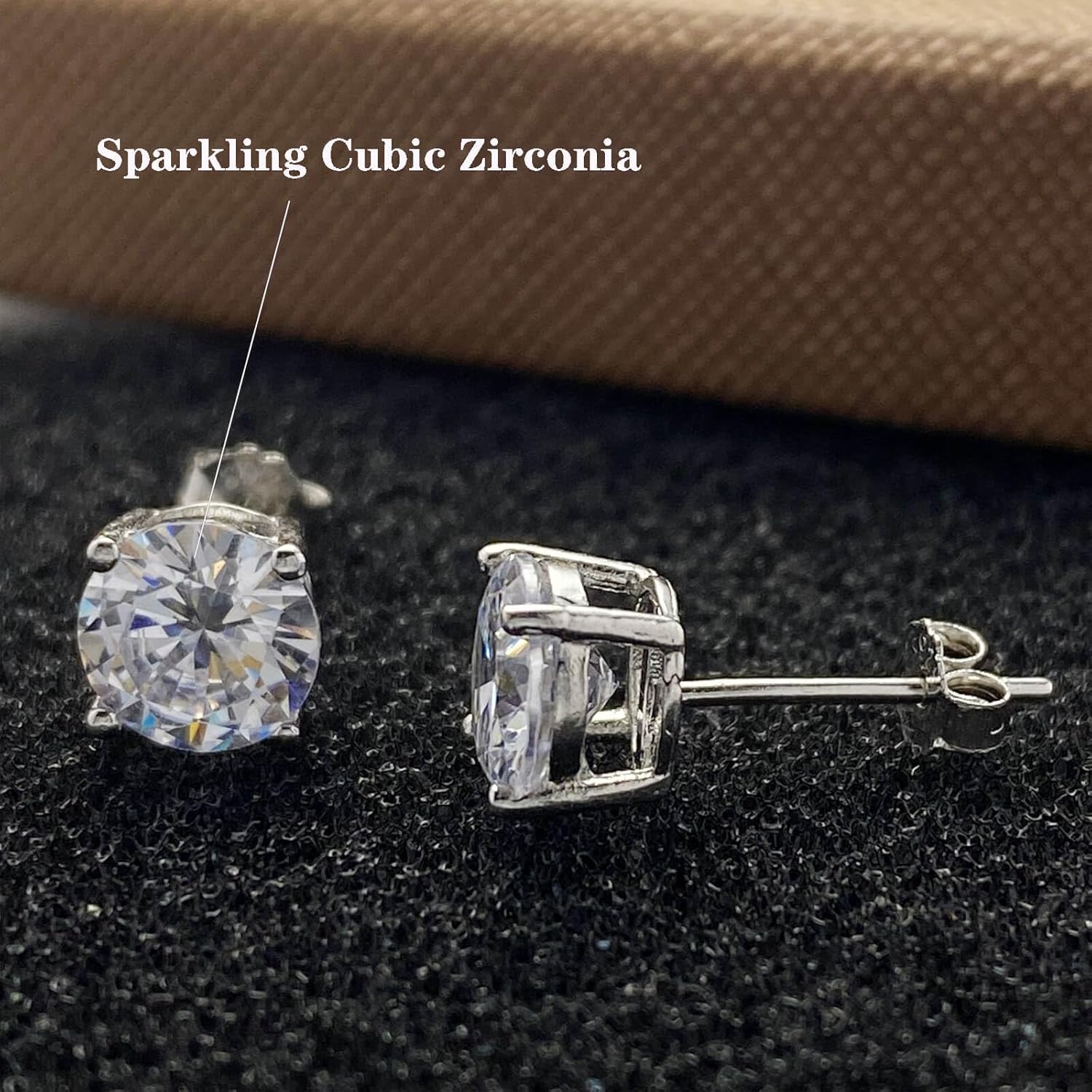 925 Sterling Silver Cubic Zirconia Studs Earrings for Women Men - Hypoallergenic 14K White Gold Plated 5/6/7/8mm Clear Round Cut CZ Studs Earrings - Image 7