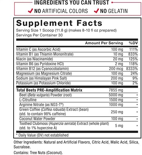 Miniatura 6 de Force Factor Total Beets - Polvo de preentrenamiento para aumentar la energía y la resistencia, aumentar la fuerza y mejorar el flujo sanguíneo y