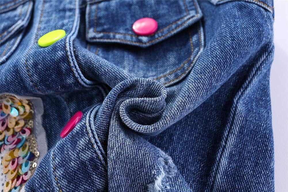 LittleSpring Little Girls Denim Vest Sleeveless Jean Jacket Casual: Clothing, Shoes & Jewelry