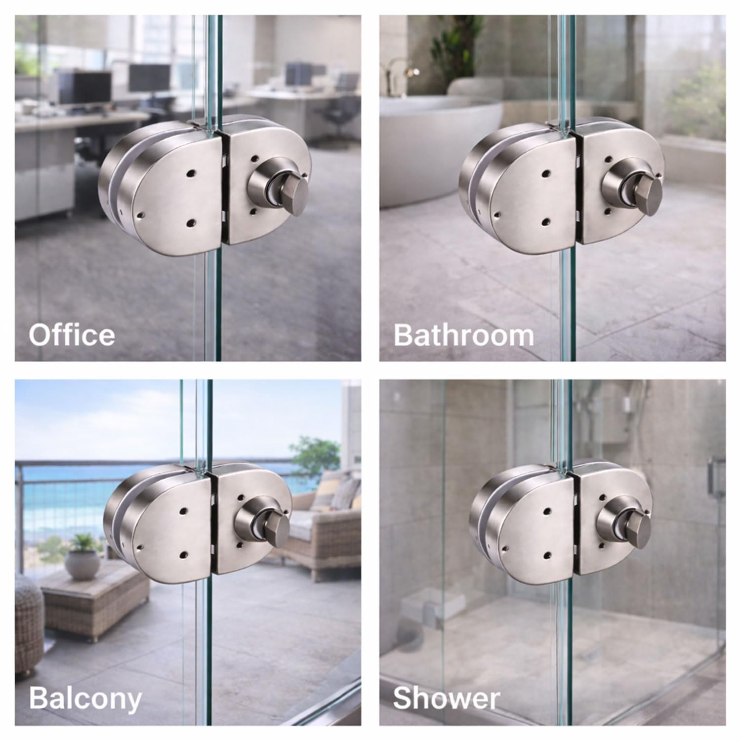 Volo Premium Stainless Steel Glass to Glass Door Lock with Computerised Brass Keys, One Side Key and One Side Knob (Silver) — Amazon image 7