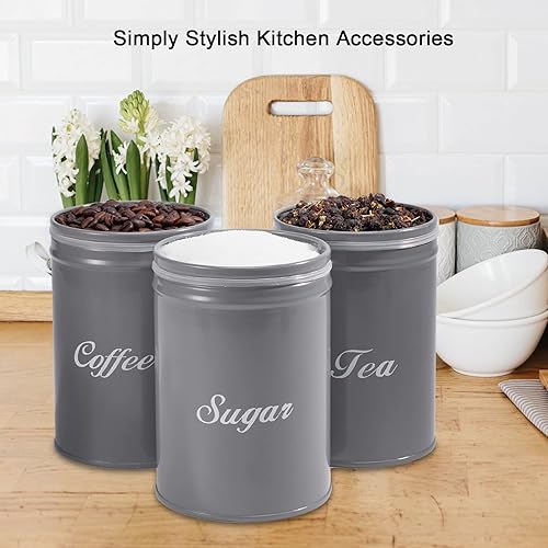 Miniatura 5 de Dxlac 3 tarros de alimentos para café, té, azúcar, herméticos de acero inoxidable, recipientes de cocina pequeños para almacenamiento de alimentos,