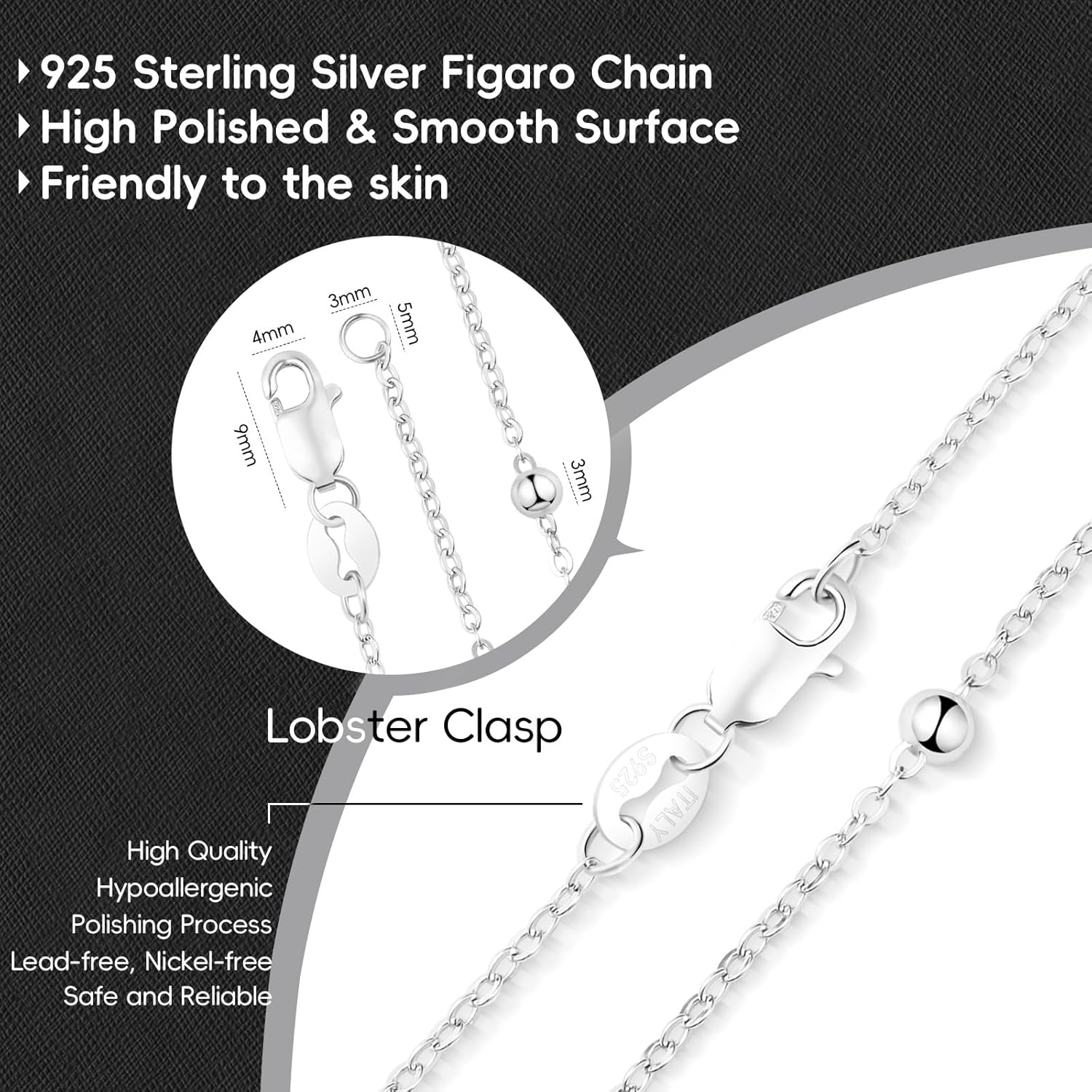 925 Sterling Silver Bead Chain Necklace for Women Simple Dainty Satellite Beaded Chain Necklace, Sturdy Chains Necklaces Jewelry with Lobster Clasp | 16/18/20/22/24 Inches - Image 2