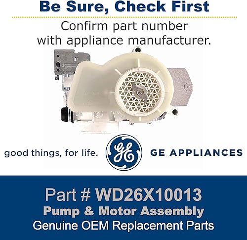 Miniatura 4 de GE WD26X10013 - Conjunto de bomba y motor originales OEM para lavavajillas GE