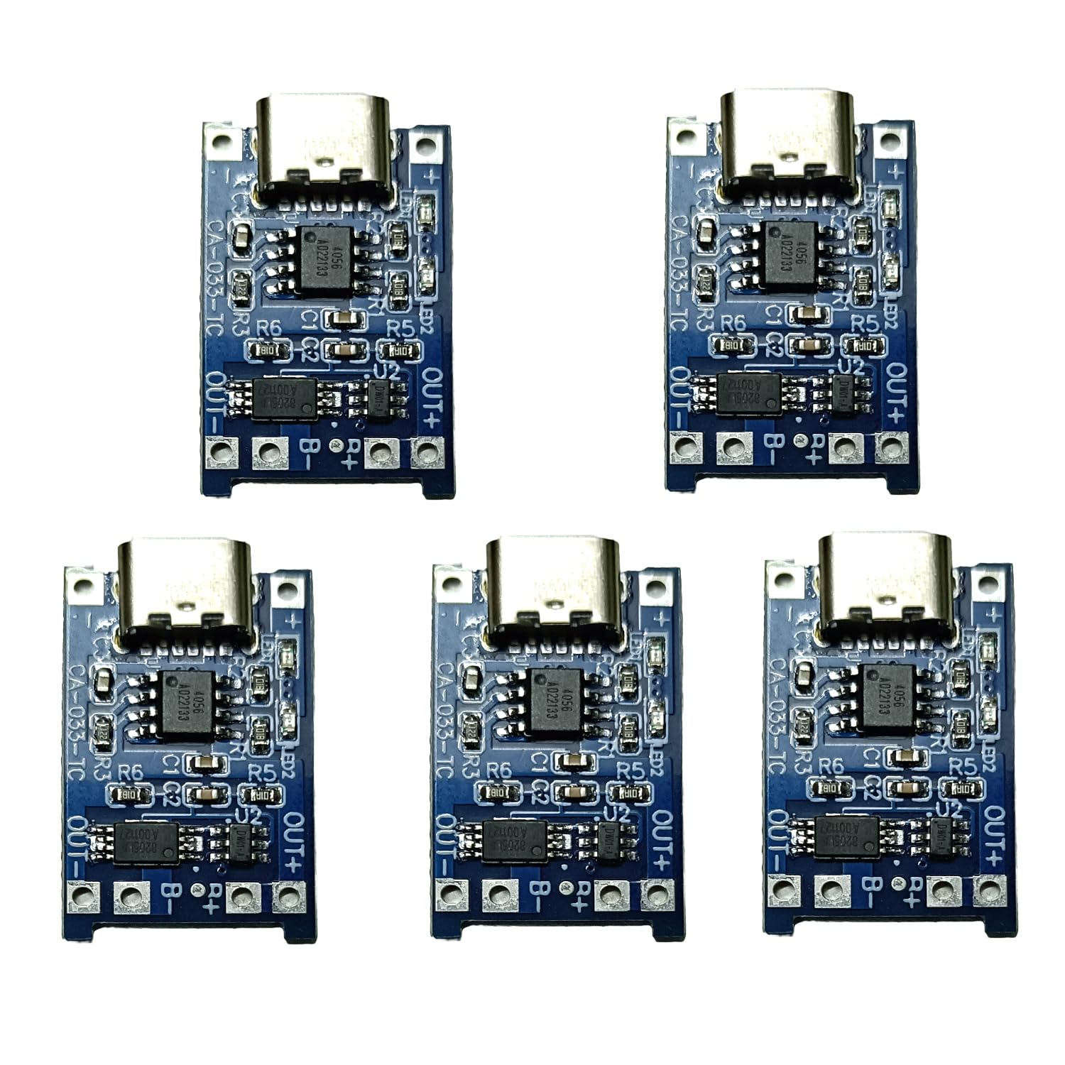 TP4056 C-Type 5PCS 18650 Lithium-ion Battery Charging Module with Built-in BMS and Indicator with Overcharge Discharge Over-Current Protection Charging Board