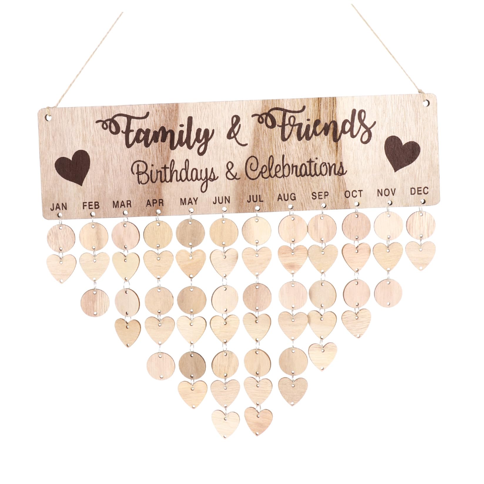 Gadpiparty Calendario in Legno da Appendere alla Parete Promemoria Targa Data e Cuori Pannello Fai da Te per Casa Famiglia e Amici
