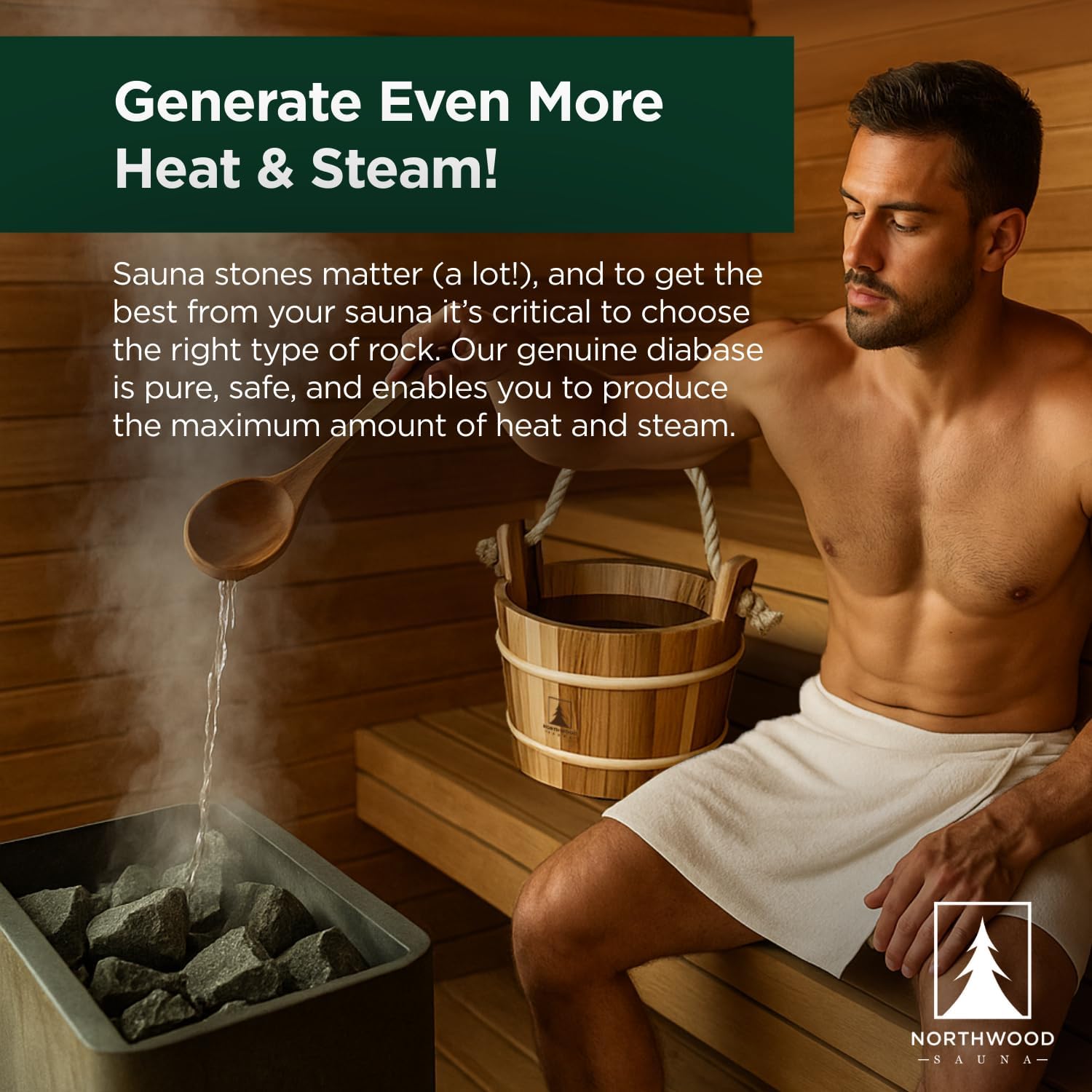 Sauna Stones - Authentic Diabase Sauna Heater Rocks from Germany - Superior Heat & Steam - 2-4 Inches (5-10 cm), 45 Pounds (20 kg)