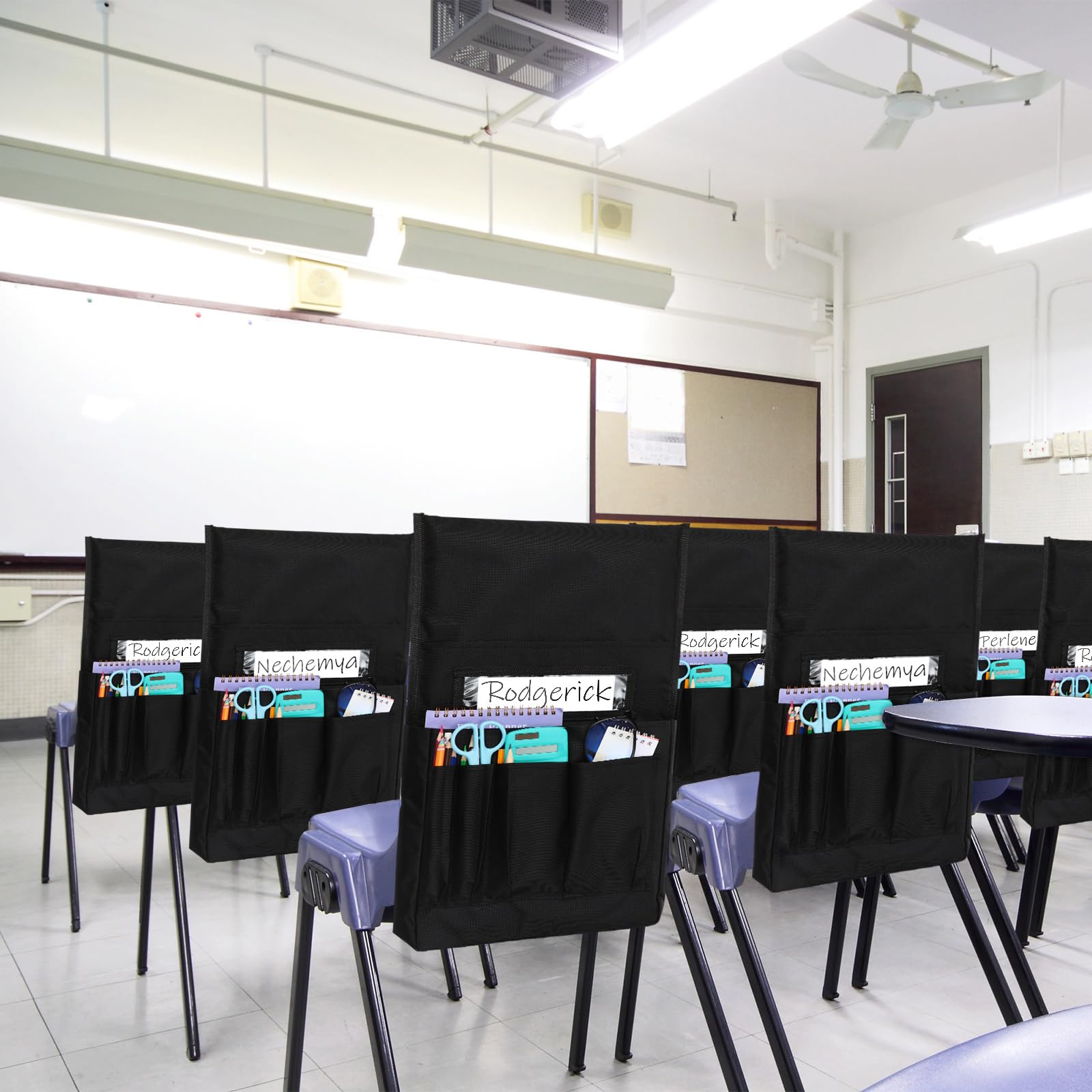 Panelee 30 Pcs Chairback Pocket Chart for Classroom Buddy Chair Seat Pocket Includes Classroom Chair Organizer Chair Storage Pocket School Chair Bag with 6 Pockets