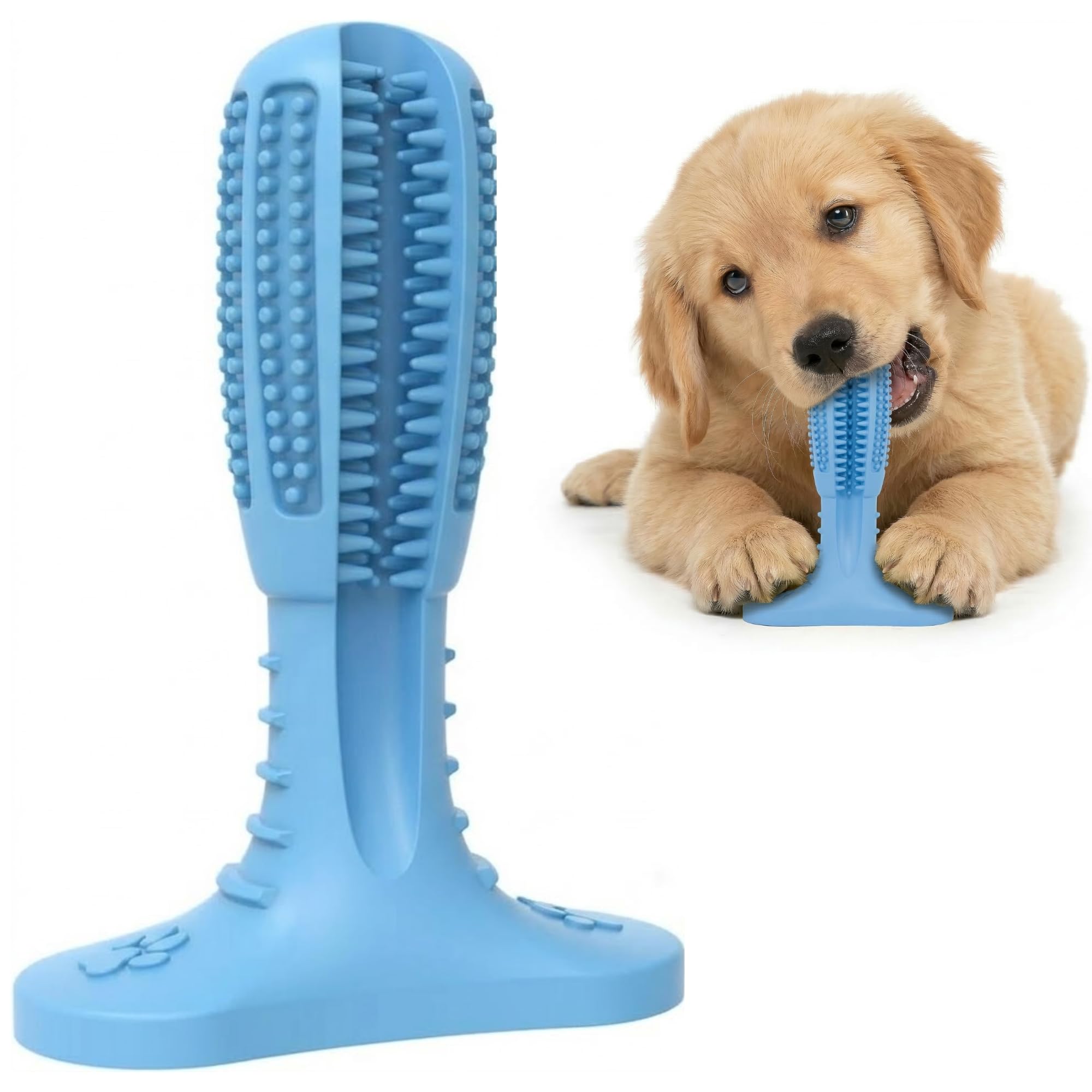 Dog Toothbrush Chew Toy – Natural Rubber Dental Care Stick for Teeth Cleaning & Gum Massage Blue