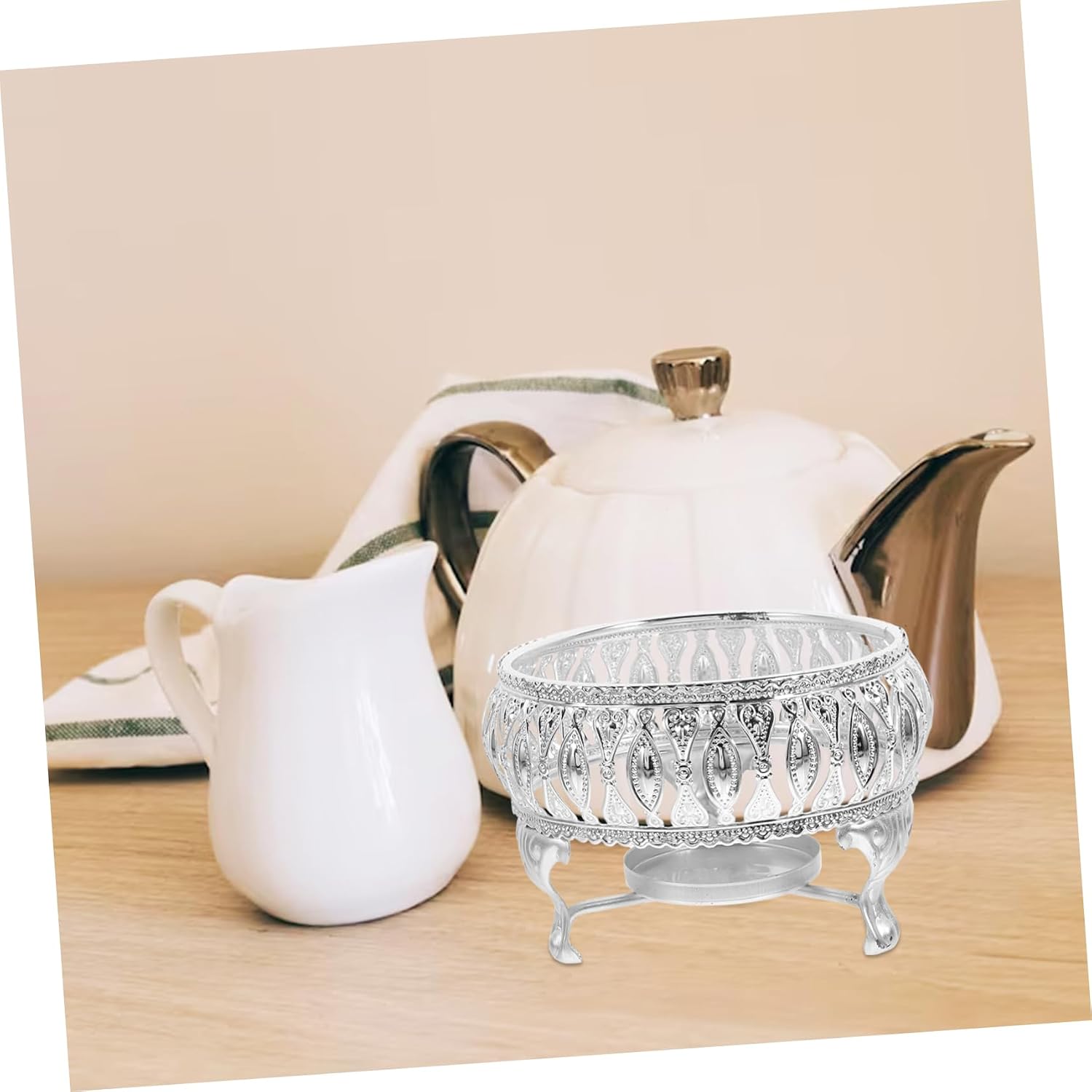 ULTECHNOVO Tea Warmer Teapot Heating Base Zinc Alloy Stand Tea Pot Heater Decorative Candle Pedestal for Room