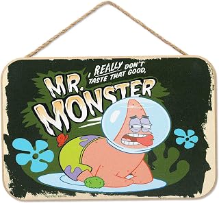 Nickelodeon SpongeBob SquarePants Patrick Star Mr. Monster Hanging Wood Wall Decor - Funny SpongeBob Sign for Home Decorating