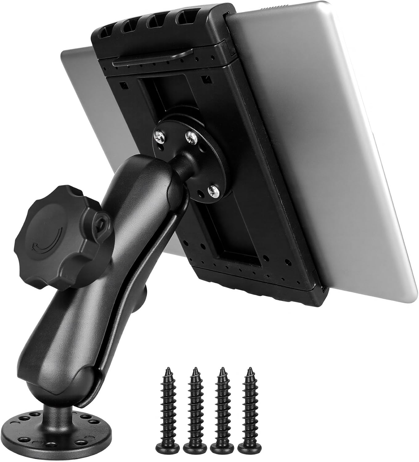 Anti-Theft Aluminum Heavy-Duty Truck Tablet Mount for Truck, Drill Base Tablet Holder for 7.5''-12.9'' Tablets & iPad,(Dashboard/Boat/Commercial Use) with Quick-Release Lock