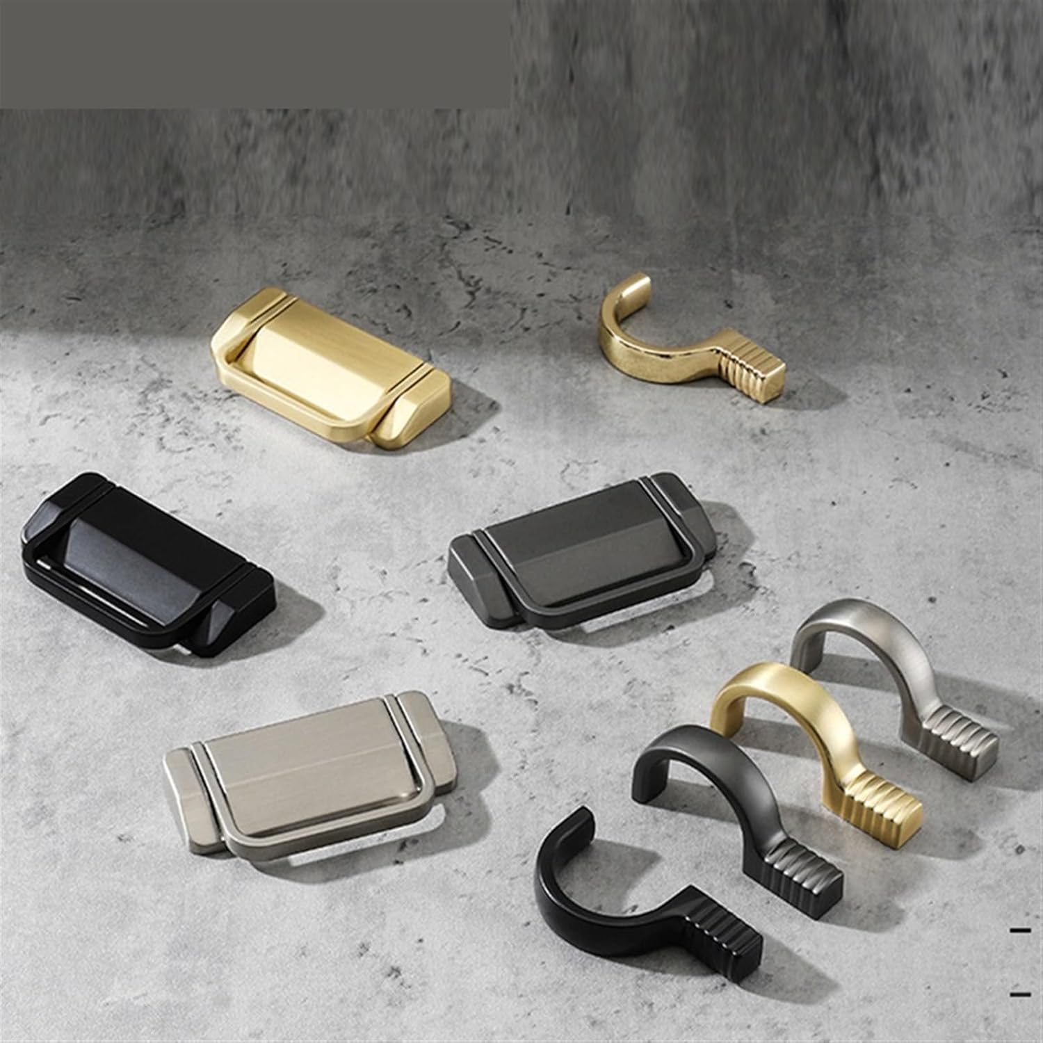 Hidden Door Handles Zinc Alloy Punch-Free Pulls Cover Floor Cabinet Handle Gold Black Furniture Handle Hardware 1PCS (Color : Black-64mm)