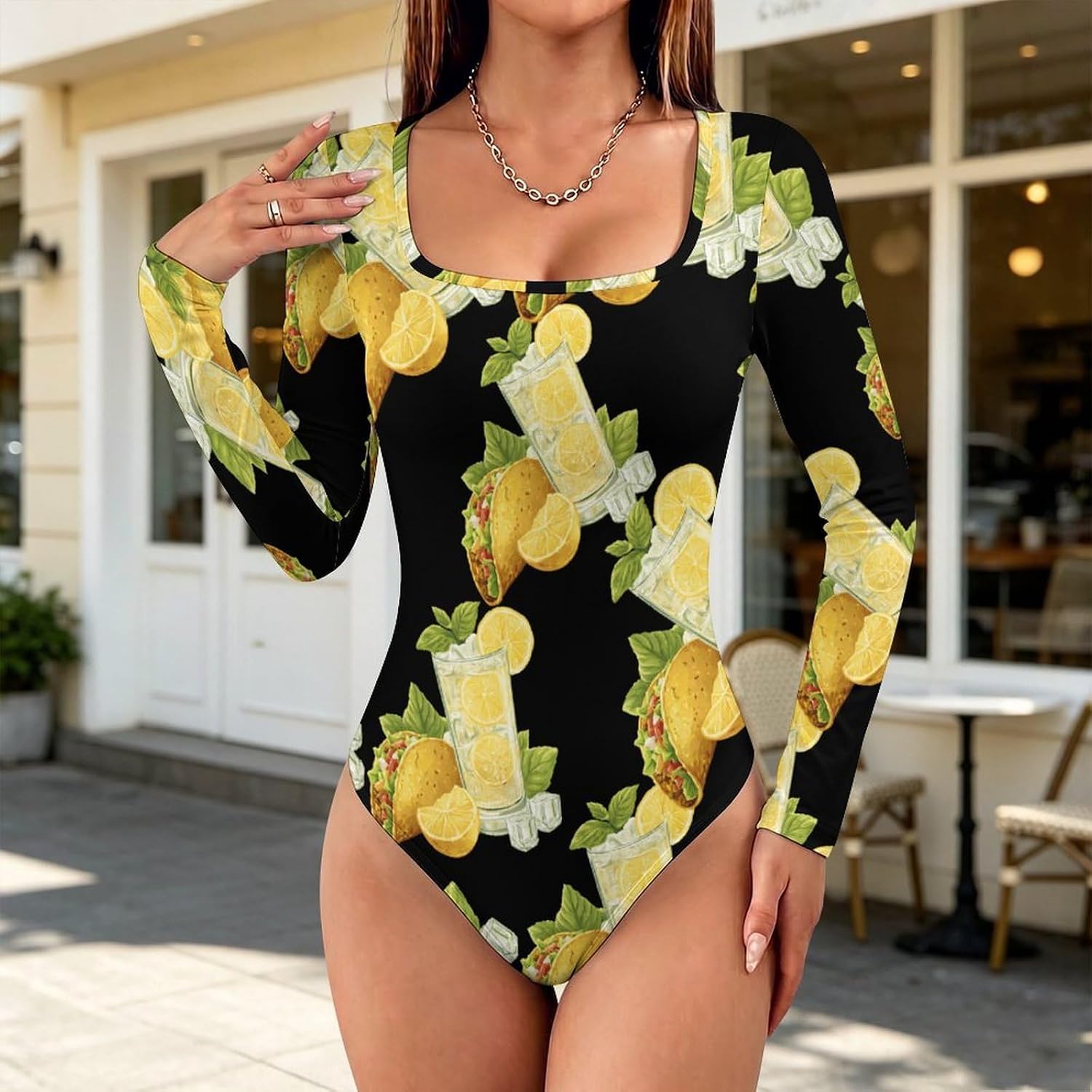 Tacoes Perfect Match Women's Bodysuits Long Sleeve Top 5XL