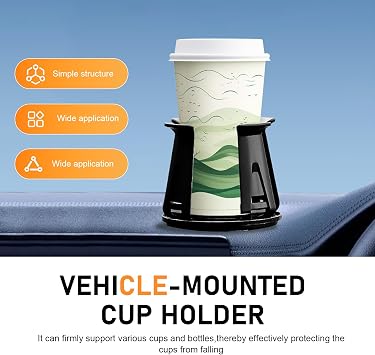 2 PCS Car Cup Holders Adapter, Anti-Slip Anti-Shake Vehicle Energy Drink Holder Insert, Self-Adhesive Automotive Cup Holders for Fixing Water Cup and Drink, Universal for Most Cars