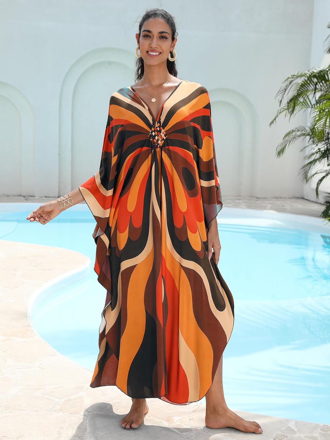 KEYLORTING Plus Size Kaftan Dress Women, African Moo Moo Print Caftan, Batwing Dress, Beach Cover Up for Party and Loungewear image 5