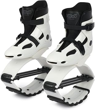 Joyfay Jump Shoes for Kids - Fitness Bouncing Shoes for Exercise and Fun - 2 Buckles Medium, Black/White