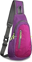 TITECOUGO Small Sling Bag, Lightweight Crossbody Backpack for Men Women Shoulder Bag for Sports and Outdoor, Purple / Rose, S