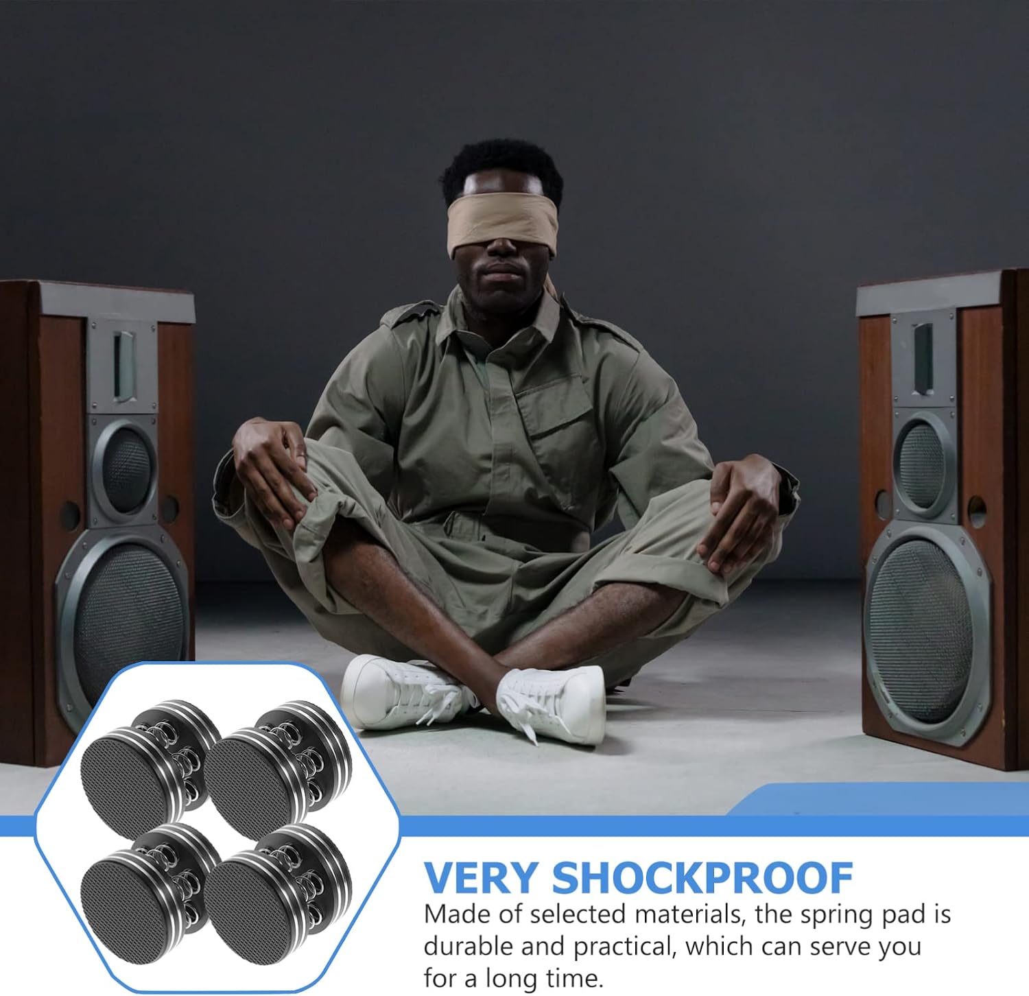 Angoily 4pcs Speaker Feet Solid Aluminum Alloy Stainless Steel Spring Easy Install