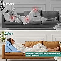 Vista 72 de Bedluxe - Juego de 4 almohadas ajustables de cuña para cama, almohada de espuma viscoelástica para después de la cirugía para el alivio del dolor