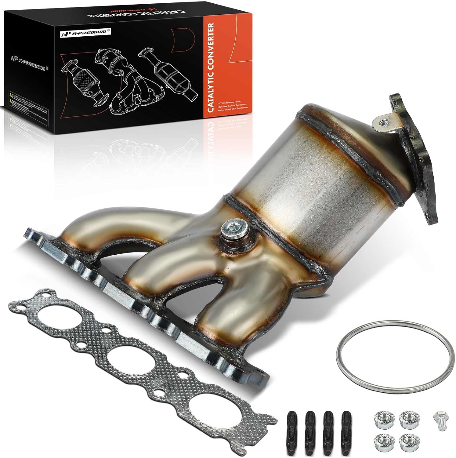 A-Premium Left Exhaust Manifold Catalytic Converter with Gasket Kit Direct-Fit Compatible with Volvo XC60 2010, S80 2007-2010, V70 2008-2010, XC70 2008-2010 & Land Rover LR2, 3.2L, E.P.A. Compliant
